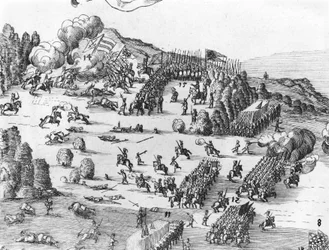 Vue générale de la bataille de Mühlberg, détail, 24 avril 1547